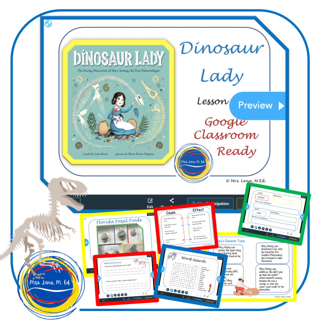 Dinosaur Lady by Linda Skeers Lesson Plan; Elementary Science NGSS Aligned lesson plan; #dinosaur lady