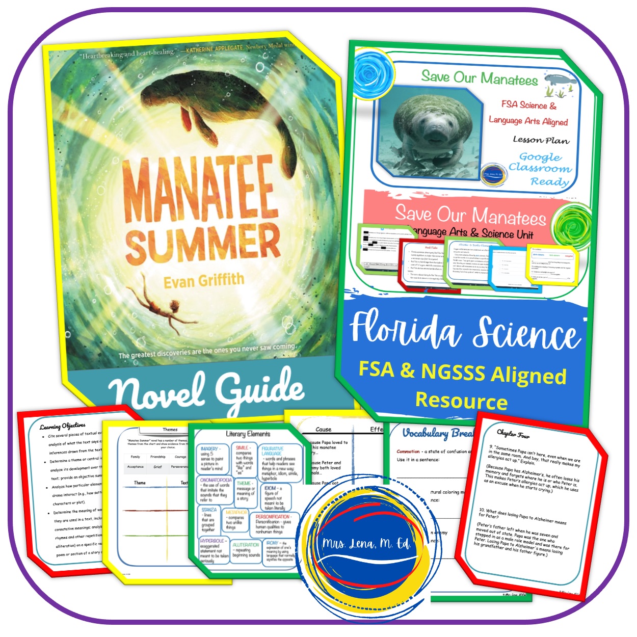 Manatee Summer by Griffith Novel Guide and NGSS No Prep Save Our Manatees Science Pack #Ngss #griffith #manateesummer
