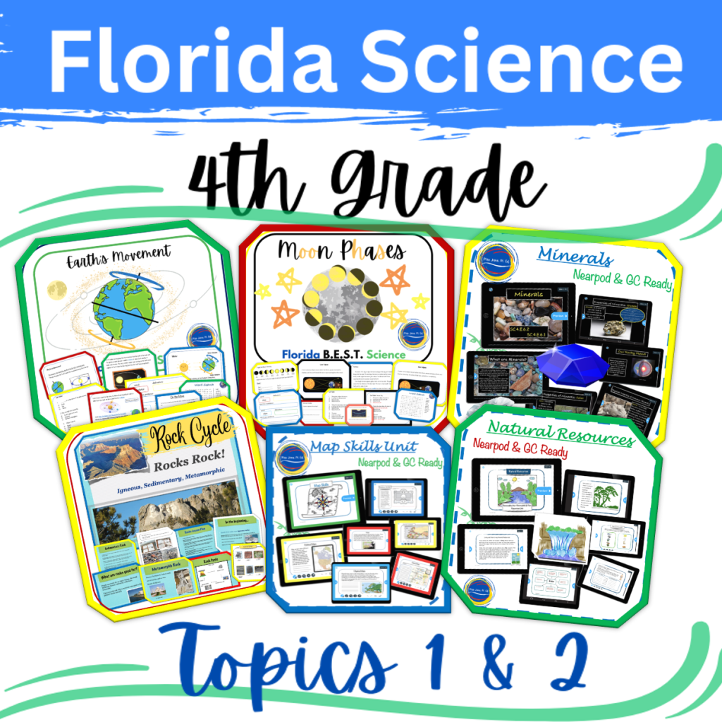 Earth's Features Patterns and Space 4th Grade Florida Science Topics 1 & 2