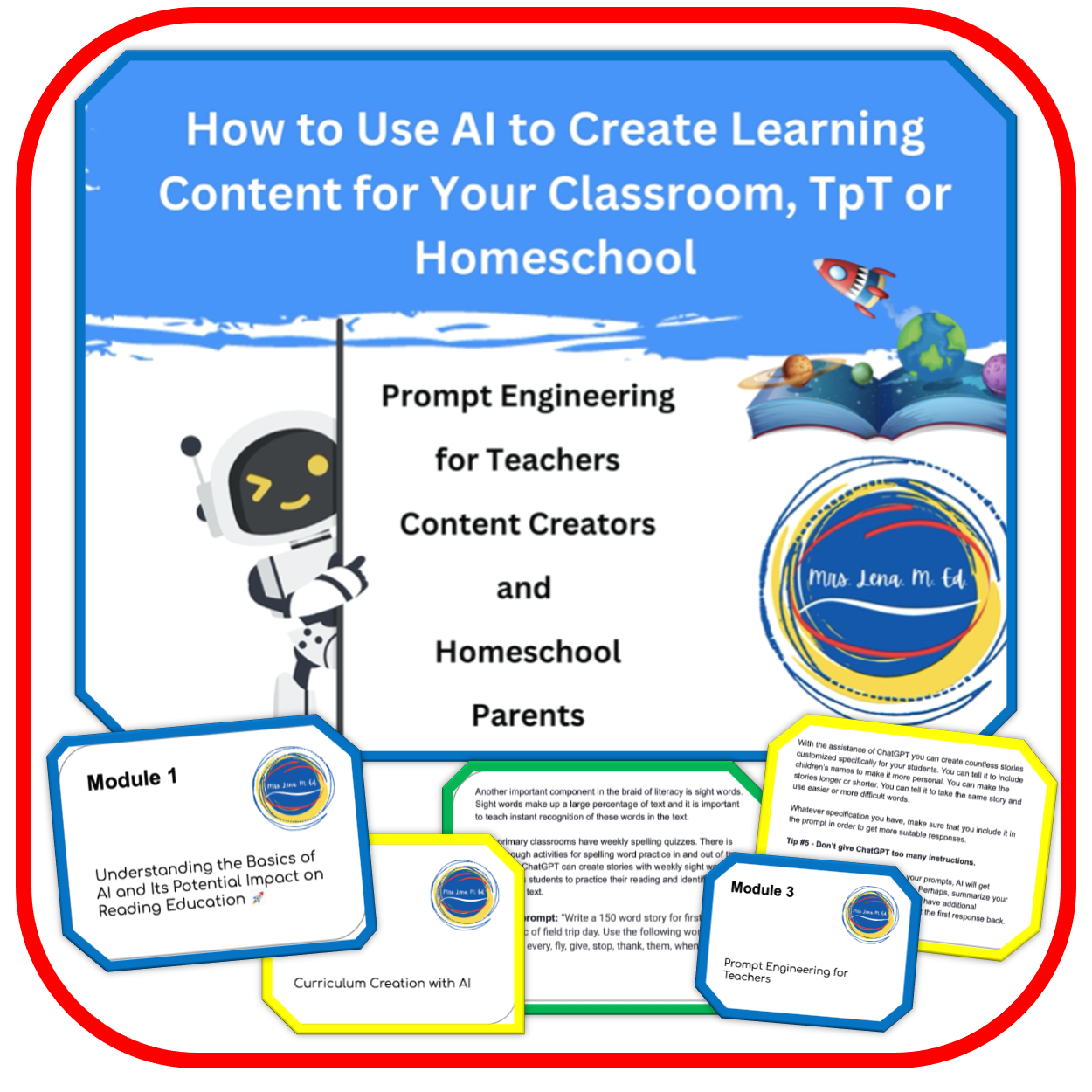 AI in Education Course for Teachers Homeschool Parents and Content Creators; How to use AI to create learning materials; 
