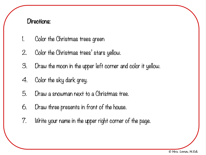 Follow the Directions Christmas FREE Art Activity 