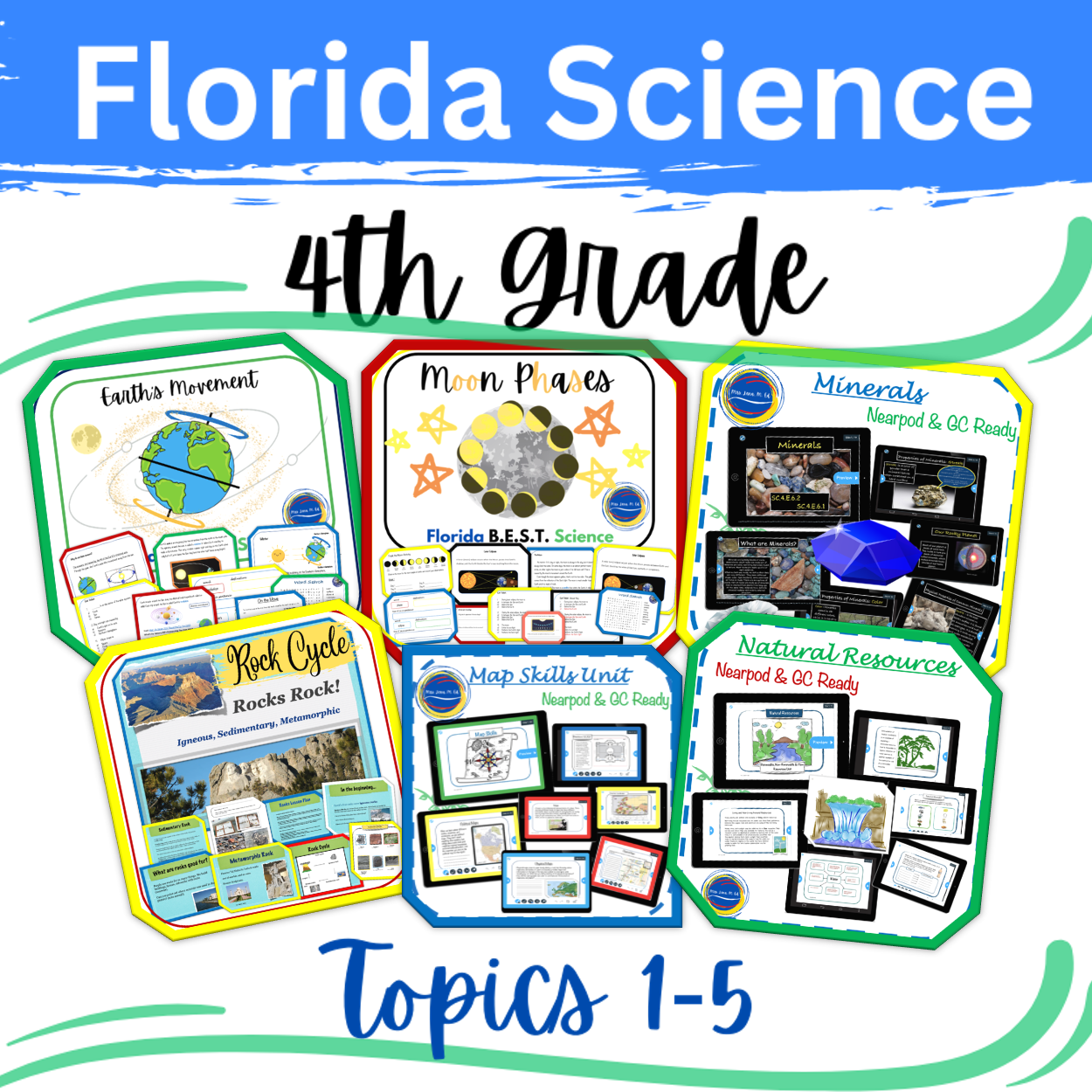 4th Grade Florida B.E.S.T. Science Year Long Curriculum 345 Page Bundle