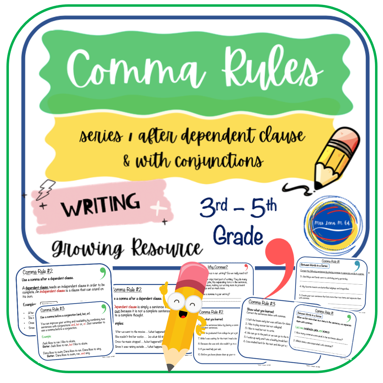 Comma Rules Series and More Lesson and Practice ELA 4.C.3.1 and ELA 3.C.3.1