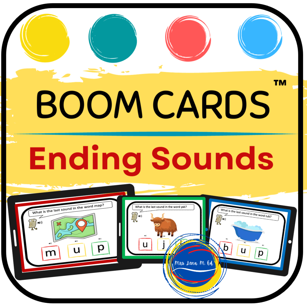 Ending Sounds Phonemic Awareness Prereading Skills Kindergarten Boom Cards Game