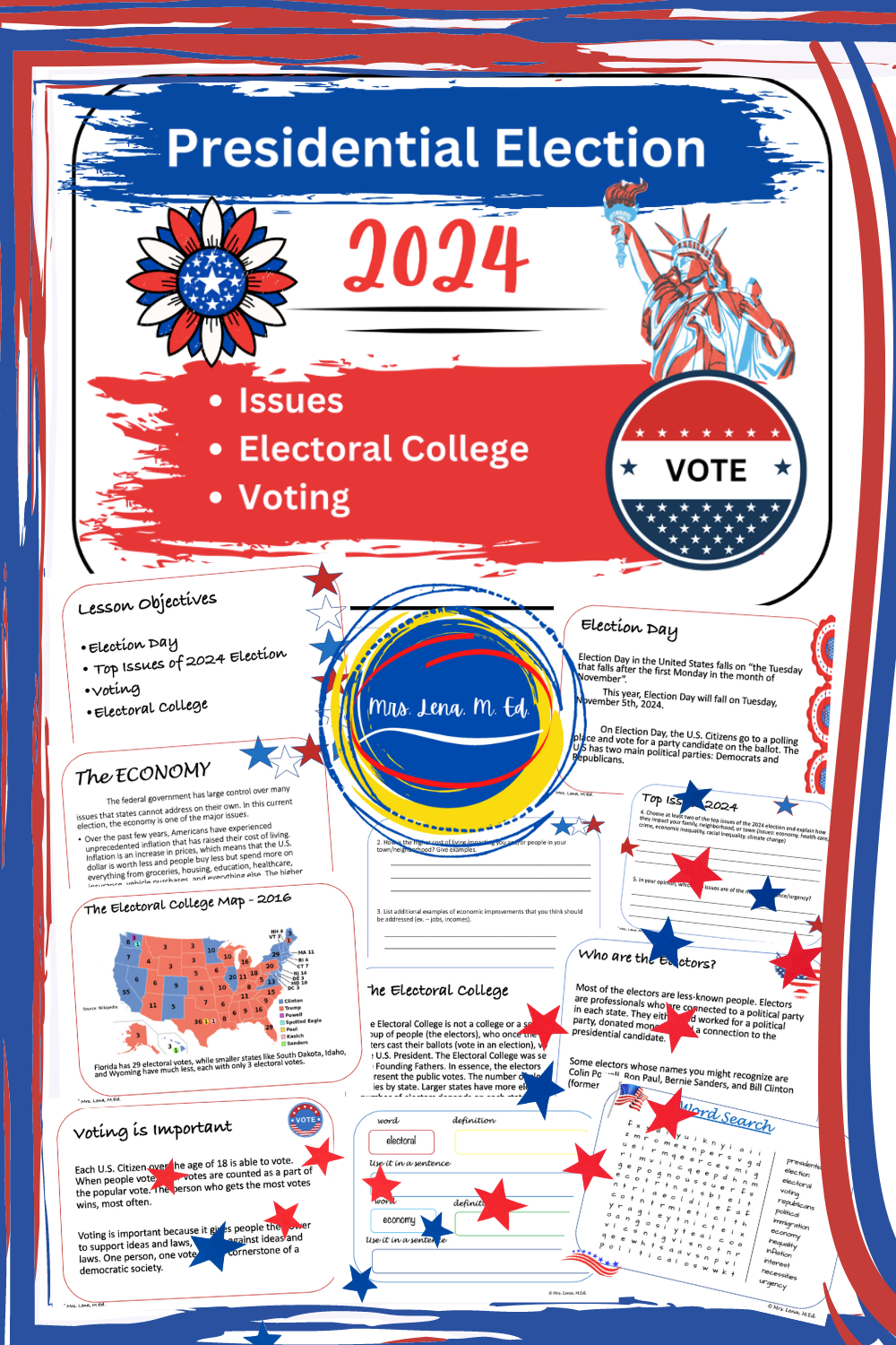 2024 Presidential Election Civic Studies Lesson grades 5th to 7th SS.7.CG.2.6